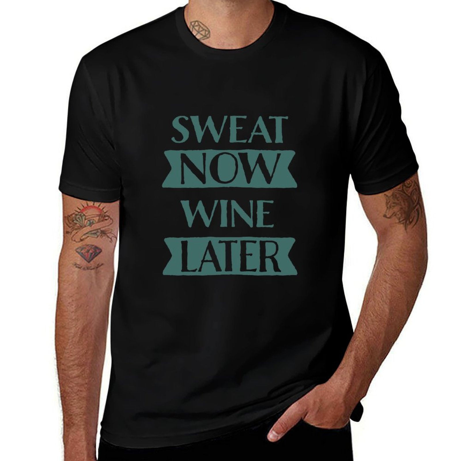 Men'S Fashion Now - Funny Sweat Now Wine Later Workout