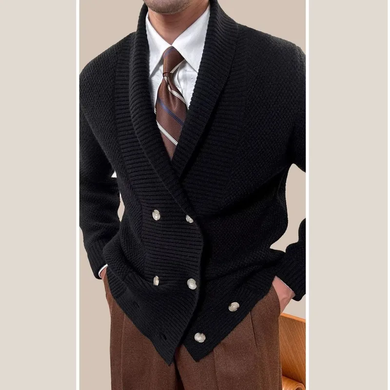 Men'S Fashion V Neck Sweater - Men's Casual Loose Knit Cardigan Green