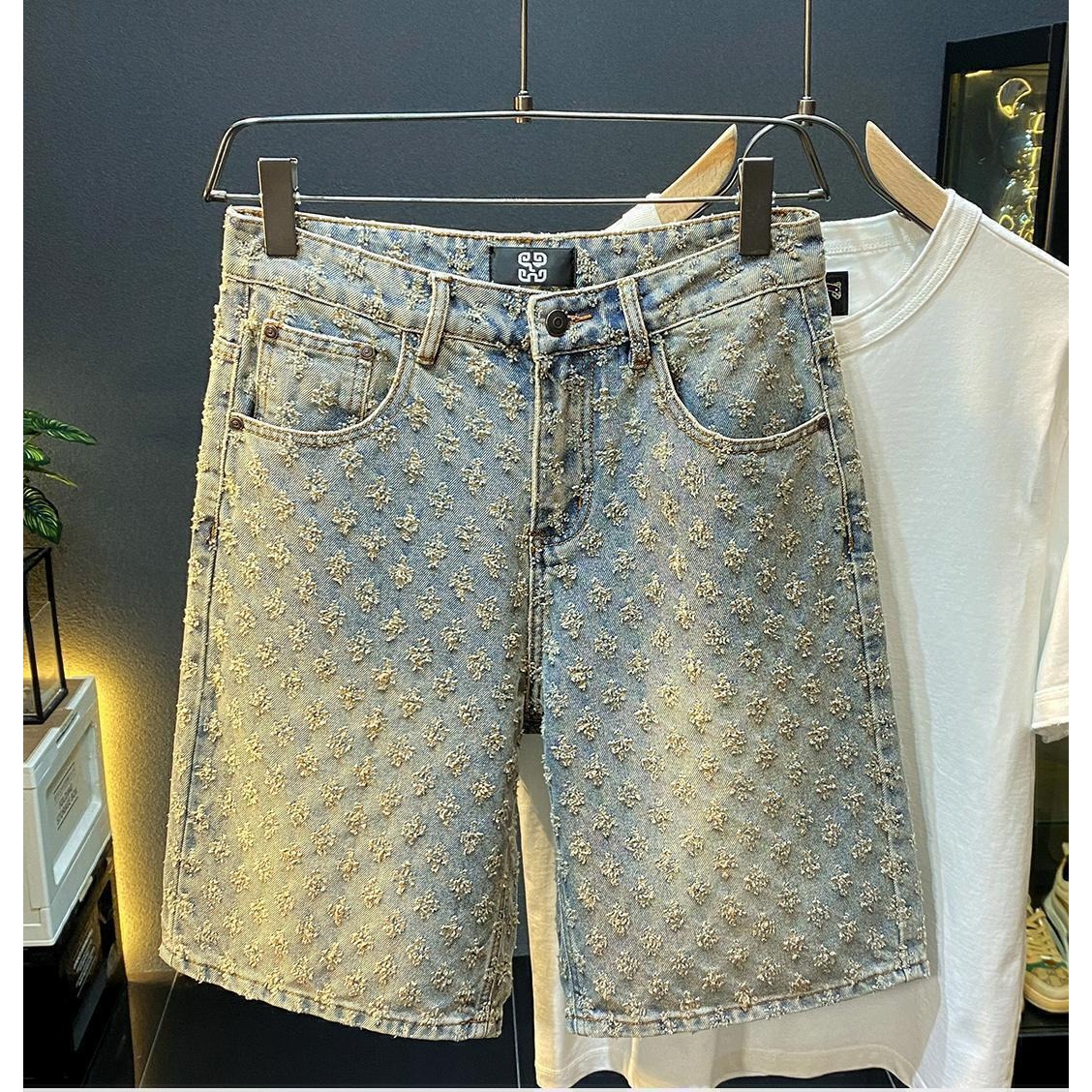 Men'S Fashion Linen Pants - Summer High Street Denim Shorts Men's