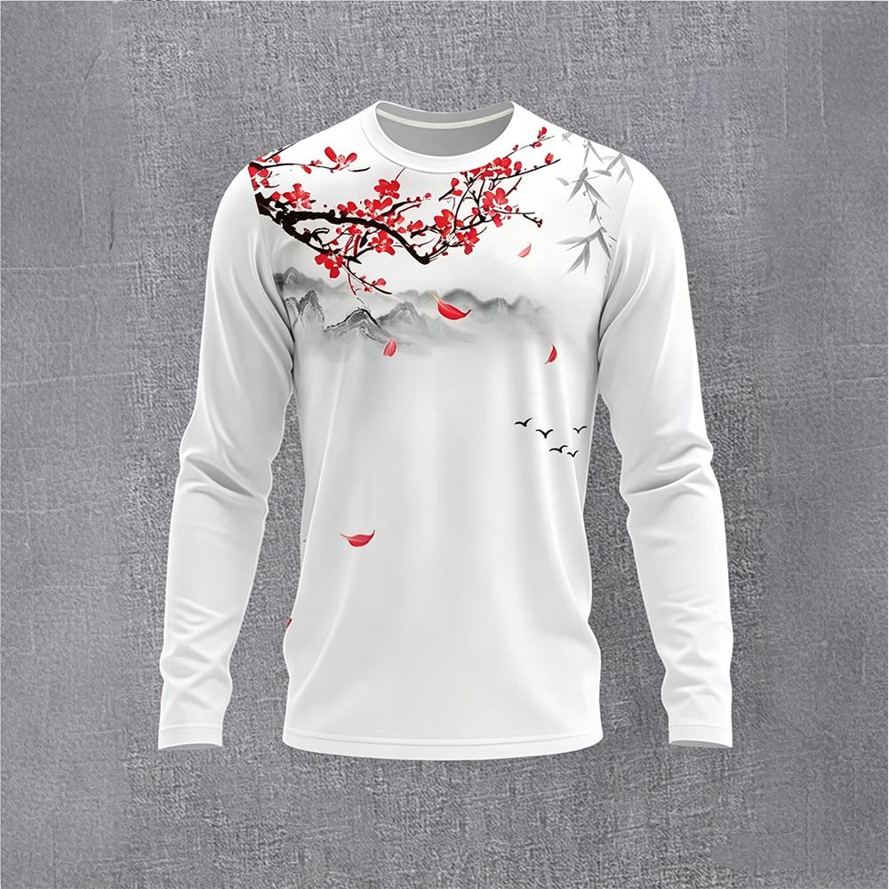 Men'S Fashion And Style - Chinese Style Ink Plum Blossom Long