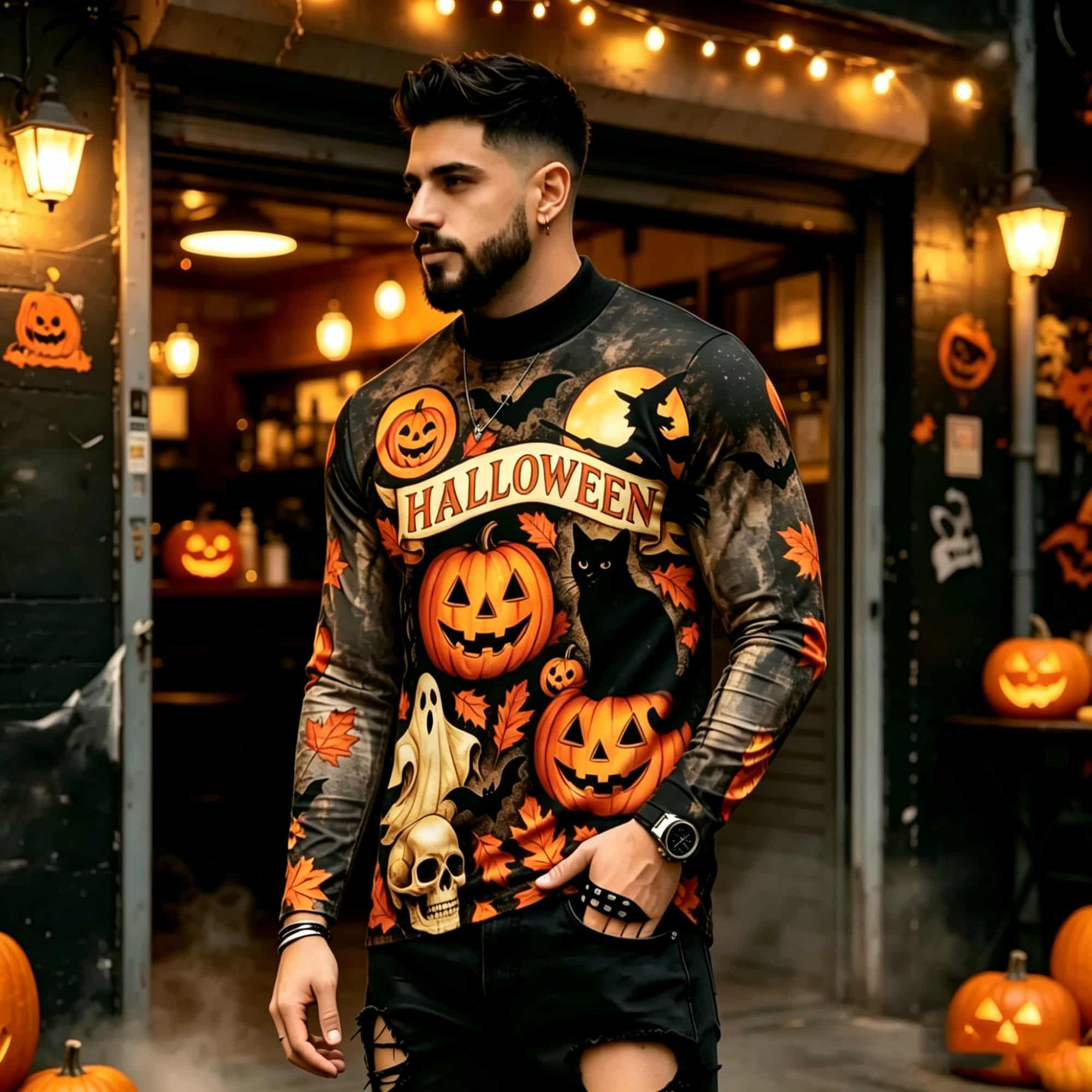 Men'S Fashion And Style - Casual Fashion Street Style Halloween Printed