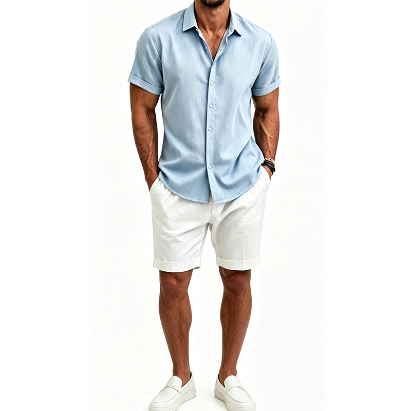 Linen Shirt Summer - Men's Cotton Linen Shirt Set Summer