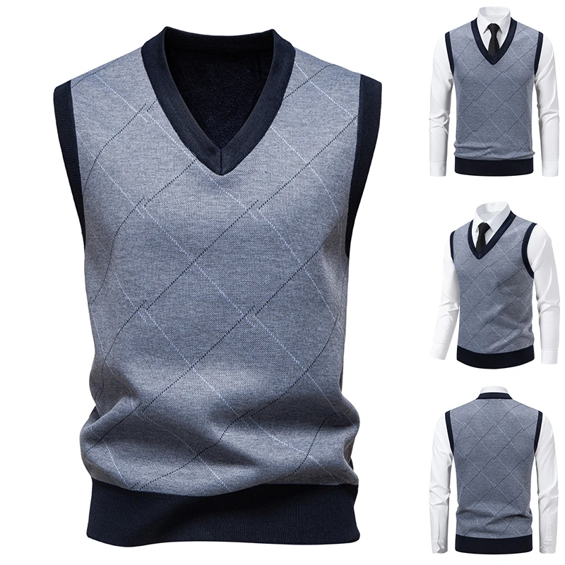 Men'S Fashion V Neck Sweater - Men's Knitted Warm Sweater in Autumn