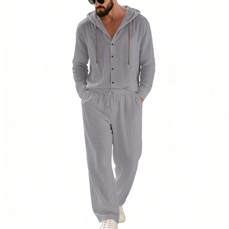Linen Shirt Summer - Men's Linen Casual, Hooded Button Shirt