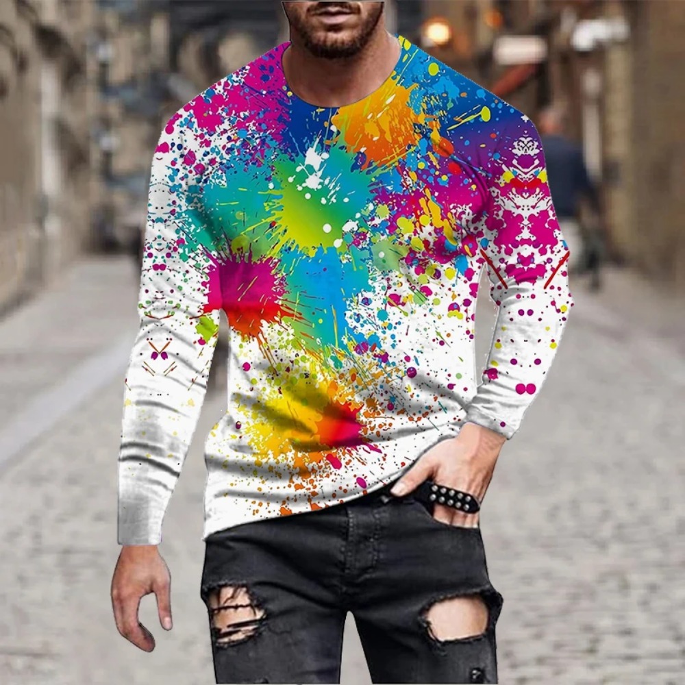 Men Rainbow Paint Splash 3D Pr - Men'S Fashion 2025 review and price