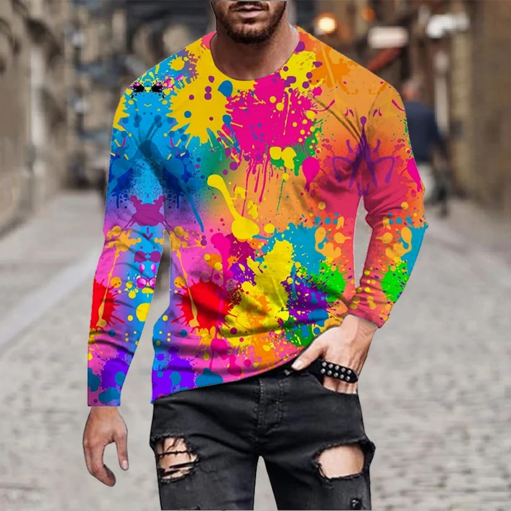 Men Rainbow Paint Splash 3D Pr - Men'S Fashion 2025 review and price