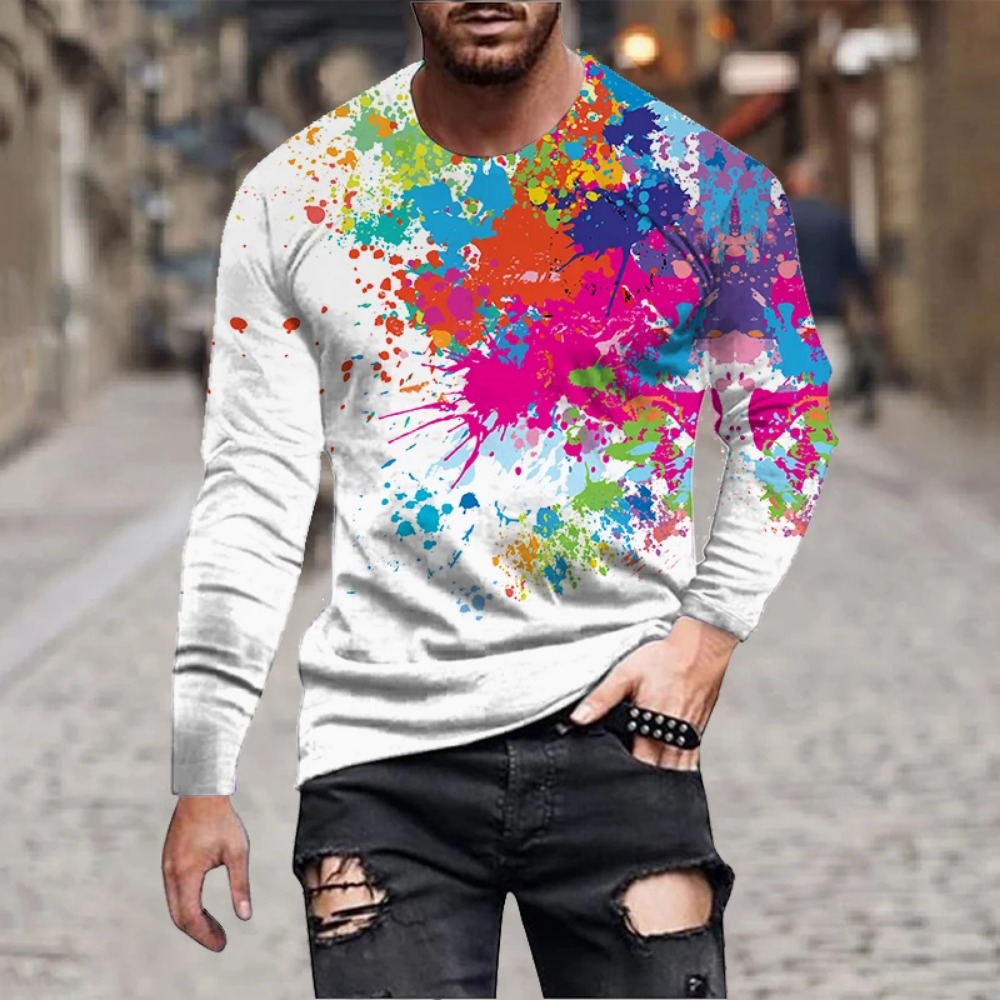 Men Rainbow Paint Splash 3D Pr - Men'S Fashion 2025 review and price