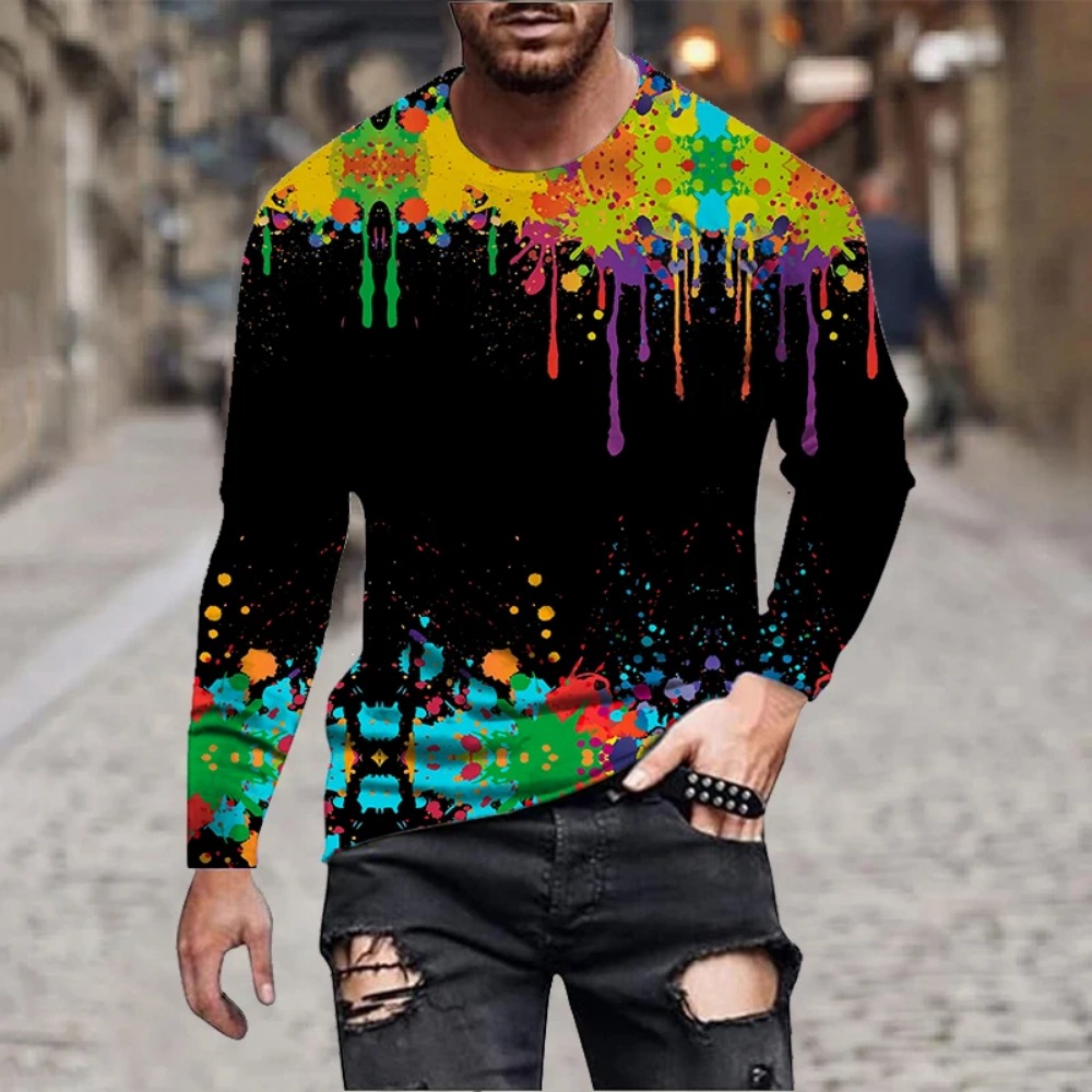 Men Rainbow Paint Splash 3D Pr - Men'S Fashion 2025 review and price