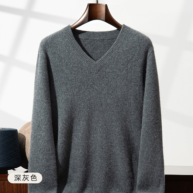 Thickened Cashmere Sweater Men - Men'S Fashion V Neck Sweater review and price