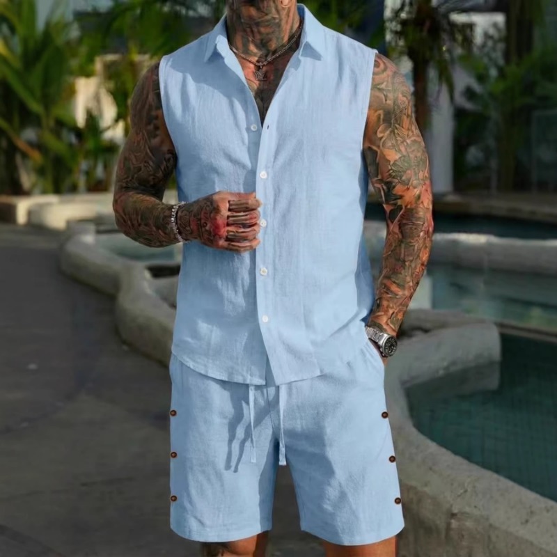 Men's 2 Piece Linen Textured S - Linen Shirt Summer review and price