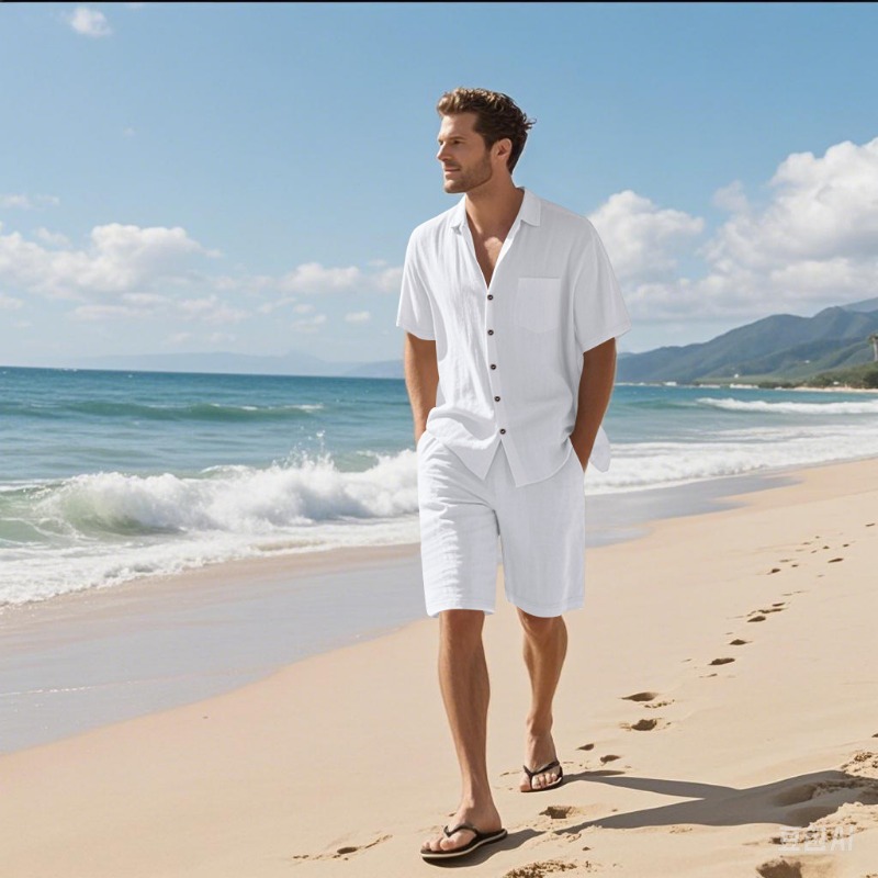 Men Linen Blend Camp Collar Sh - Linen Shirt Summer review and price