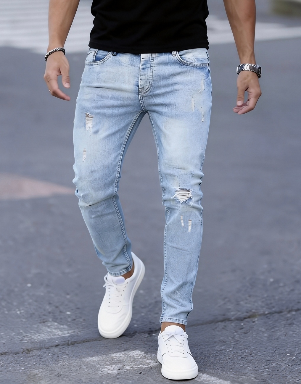 Men'S Slim Fit Stretch Ripped  - Men'S Fashion Young Professional review and price