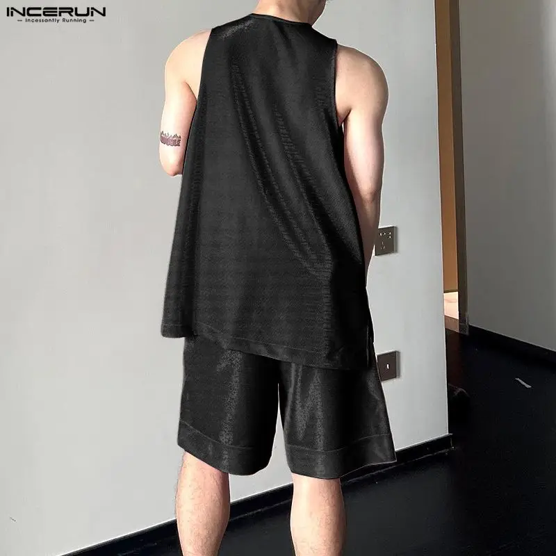 INCERUN Men's Sets Shiny Solid - Men'S Fashion Usa review and price