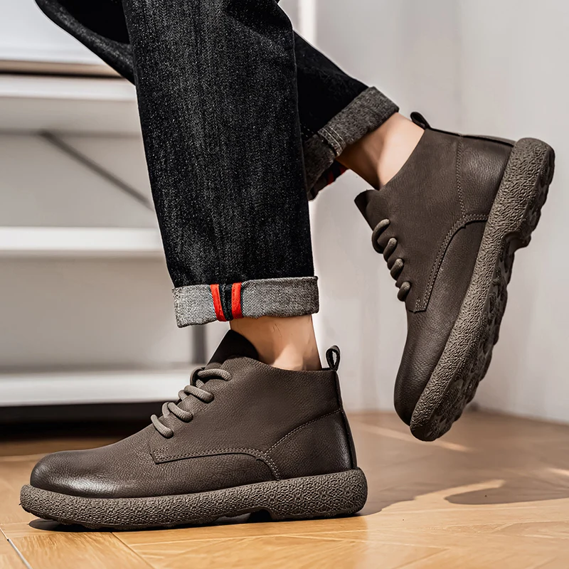 Men Ankle Boots Brown Short Bo - Men'S Fashion For 30 Year Olds review and price
