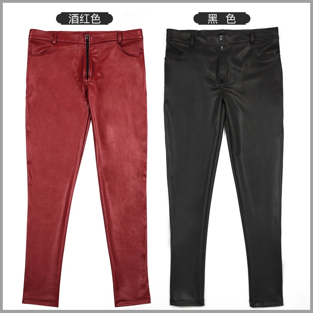 Men's PU Leather Skinny Jeans  - Men'S Fashion Linen Pants review and price