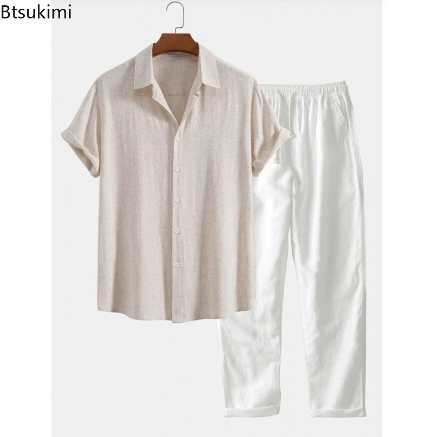 2026 Men's Fashion Solid Beach - Linen Shirt Summer review and price