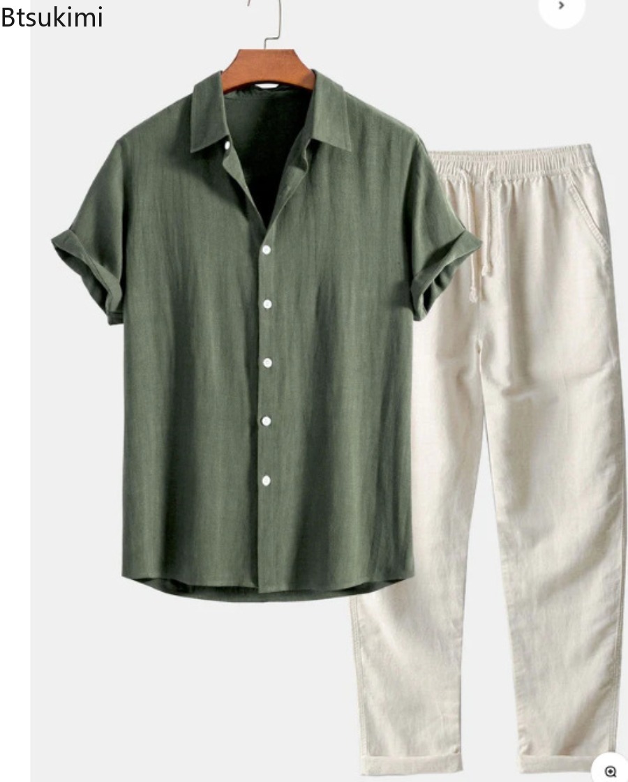 2026 Men's Fashion Solid Beach - Linen Shirt Summer review and price