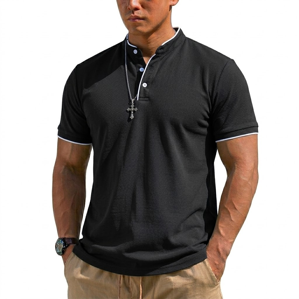 Summer Short Sleeve Henley Shi - Mens Fashion Modern review and price