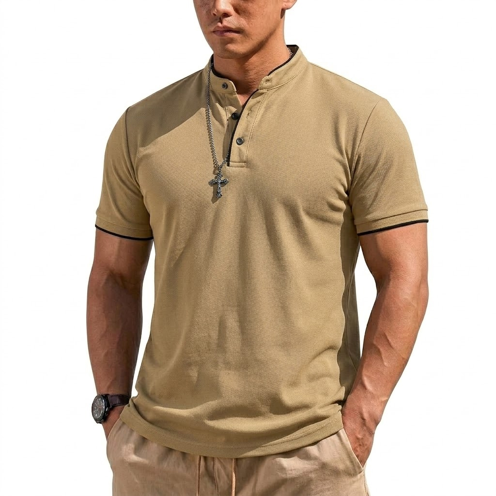 Summer Short Sleeve Henley Shi - Mens Fashion Modern review and price