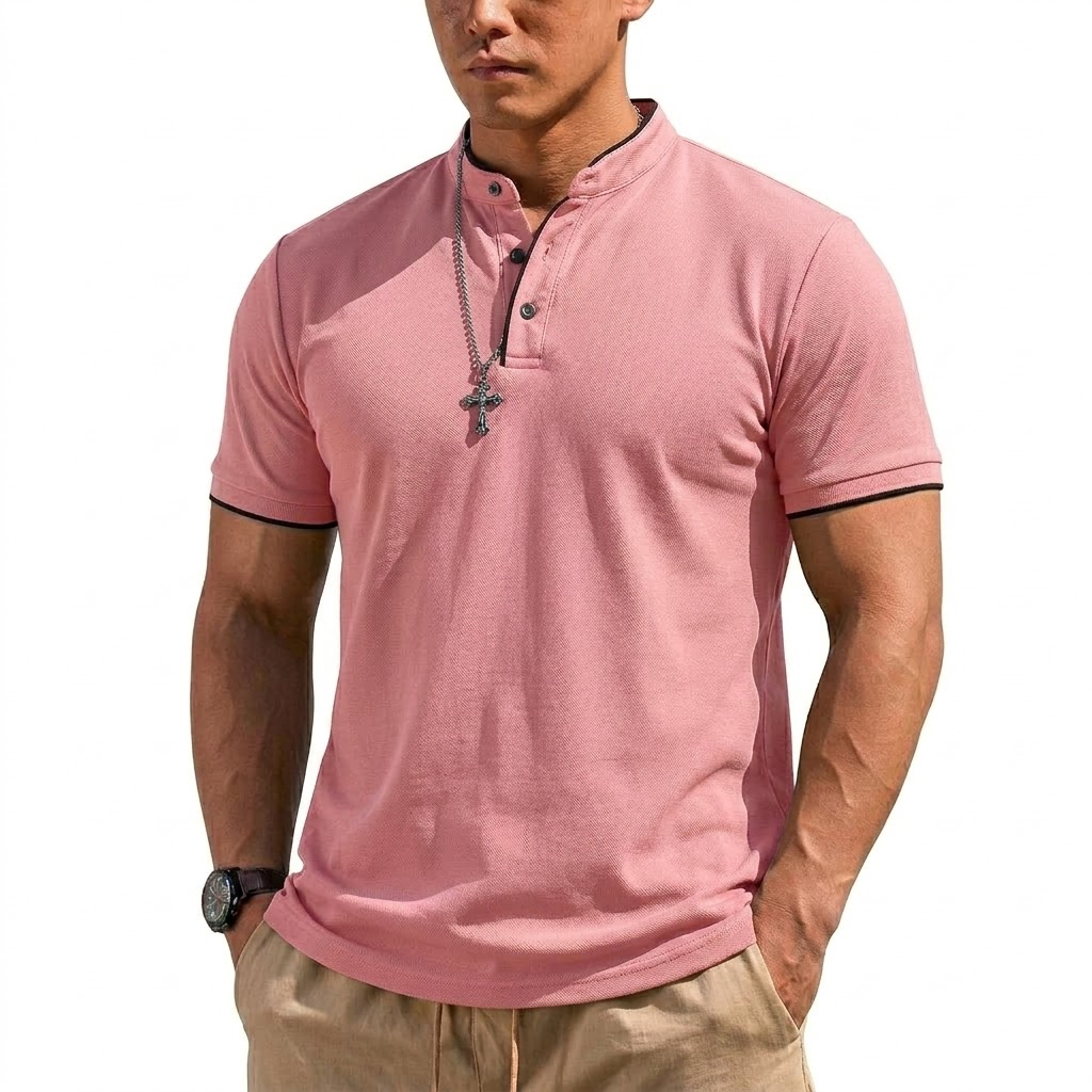 Summer Short Sleeve Henley Shi - Mens Fashion Modern review and price