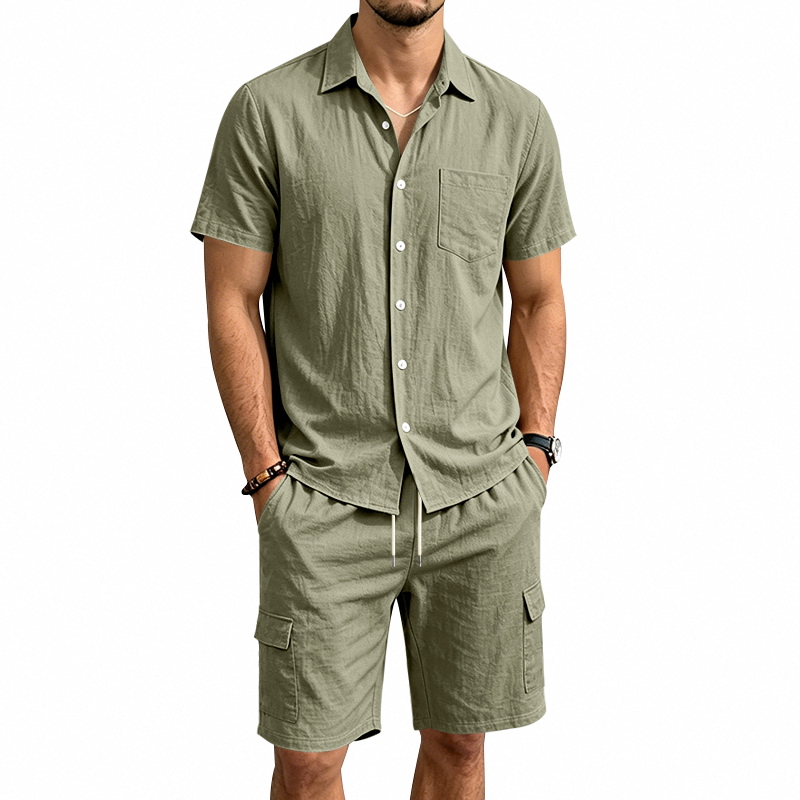 Men Summer American Linen Two  - Linen Shirt Summer review and price