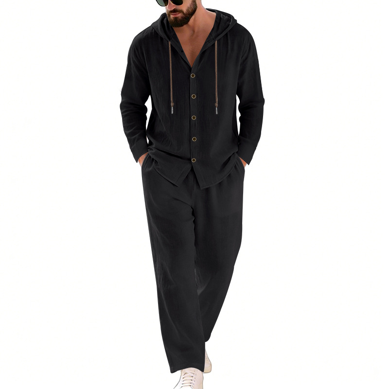 Men's Linen Casual, Hooded But - Linen Shirt Summer review and price